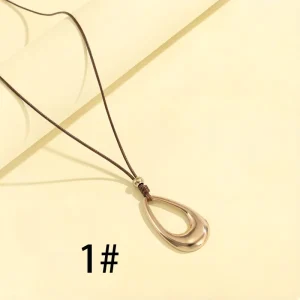 Fashionable Retro Geometric U shaped Hollow Women’s Alloy Pendant Necklace