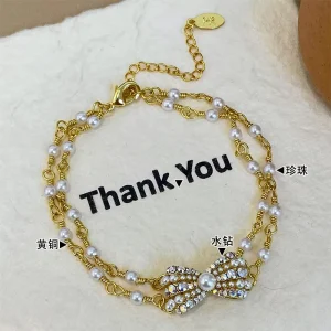 Fashionable Retro Sweet and Exquisite Double-layer Pearl Bracelet Unique High-end Elegant and Versatile Accessory for Women