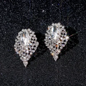 Fashionable Rhinestone Stud Earrings Versatile Alloy Inlaid Crystal Vintage Womens Ear Jewelry