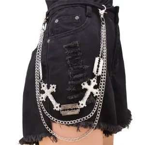 Fashionable Sexy Body Chain Zinc Hollow Cross Pendant Blade Hip Hop Denim Style Main Copper