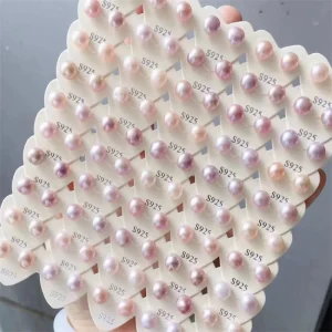 Fashionable Silver Needle Freshwater Pearl Stud Earrings Natural Live Streaming Ear Piercing Jewelry for Women