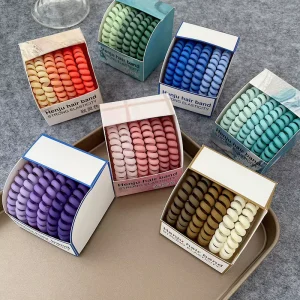 Fashionable Spiral Hair Ties No Crease Multi Color Phone Cord Hair Coils for Women Girls
