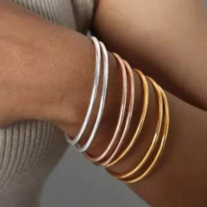Fashionable Stainless Steel Bracelet for Women Round Minimalist Elegant Gold Color Bracelet Women’s Accessories Popular Jewelry