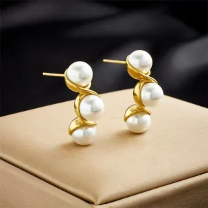 Fashionable Stainless Steel Pearl Earrings Accessory Jewelry
