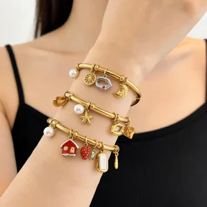 Fashionable Stainless Steel Pendant Bracelet Versatile Non fading High end Women’s Bracelet Gift