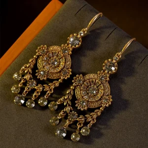 Fashionable Style Earrings Vintage Geometric Shape Fringed Alloy Drop Earrings