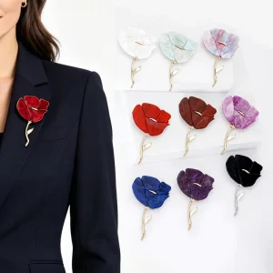 Fashionable Sweet Niche Minimalist Pins Versatile Women’s Clothing Chest Flower Accessories Brooches Rose Metal Brooches