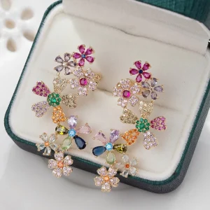 Fashionable Three dimensional Multi layered Flower Earrings Light Luxury New Chinese Style Trendy Earrings