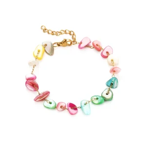 Fashionable Trendy Beaded Bracelet Colorful Women’s Friendship Stainless Steel 14K/18K Gold Plated Gift