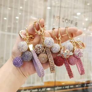 Fashionable Trendy Metal Keychain with Diamond Studded Pendant Personalized Accessories Colorful Rhinestone Bag Hanging Accents