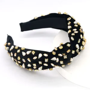 Fashionable Women’s Hair Accessories Shiny Headband Fabric Woven Rhinestone Headband
