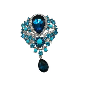 Fashionable Women’s Pendant Brooch with Rhinestones Exaggerated Women’s Large Crystal Glass Brooch Flower Clothing Jewelry