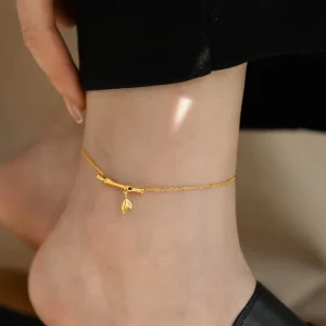 Fashionable Women’s Stainless Steel Ankle Chain Luxurious Exclusive High end Design Bamboo shaped Ankle Chain