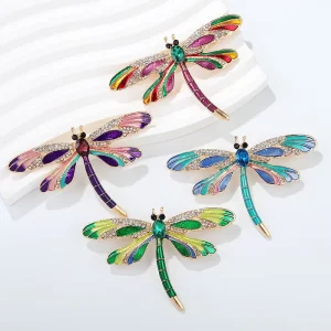 Fashionable and Exquisite Drip Enamel Colored Dragonfly Rhinestone Alloy Insect Series Brooch
