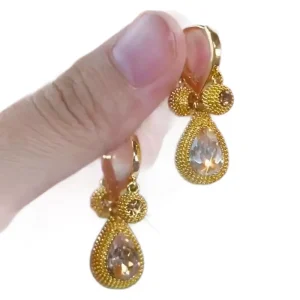 Fashionable and High end Durian Three Lives Three Generations Water Droplet Zircon Earrings
