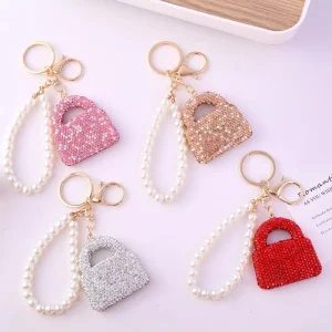 Fashionable and Luxurious Mini Bag Keychain Handbag Rhinestone Keychain a Decorative Accessory for Women’s Charm Jewelry Gift
