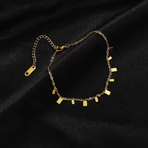 Fashionable and Simple Stainless Steel Square Pendant Necklace for Women Personalized Ankle Chain