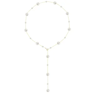 Fashionable and Versatile 55cm Long S925 Silver 14k Gold Plated Bright White Pearl Necklace Women Jewelry Gifts