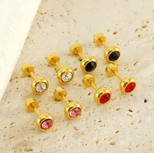 Fashionable stainless steel zircon earrings for women featuring a minimalist style and titanium steel earrings