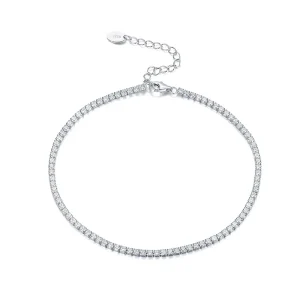 Fasion HOT Iced Out HIP HOP S925 Sterling Silver Tennis Anklet Cubic Zirconia Shining Tennis Chain Anklets Bracelet Anklet