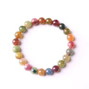 Fast Arrival Natural Colorful Stone Round Beads Paraiba Tourmaline Single Ring Bracelet Fashion Jewelry for Girlfriend Gift