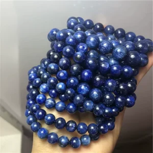 Fast Shipping Natural Blue Crystal Kyanite Round Beads 8mm 10mm 12mm Bracelet Quartz Stone Women’s Fashion Ornament