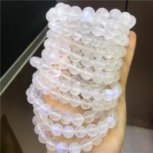 Fast Shipping Natural Stone Blue Light Moonstone 8mm 10mm 12mm Bracelet Women’s Fashion Crystal Jewelry Birthday Gift