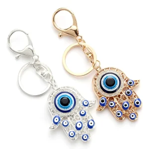 Fatima Hand Alloy Key Chain Pendant Lucky Amulet Accessory Bags & Car Evil Eye Keychain for Bags Decoration