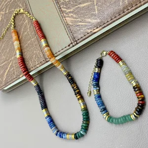 Fatingna High Quality Fashion Jewelry Necklace Sets Decorative Diy Beads and Charms Stainless Steel Stone Bracelet Natural