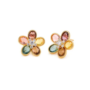 Female Colorful Cut Glass Rhinestone White Zircon S925 Silver Star Shape Stud Earring Fashion Vintage Daily Jewelry