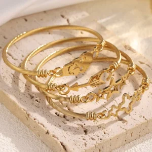 Female Fashion Bracelet Stainless Steel Gold Plated Hollow Star Durable and Stylish Jewelry