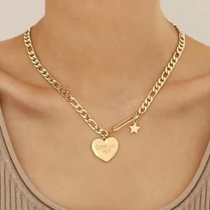 Female Personality Love Star and Moon Pendant Sweater Necklace