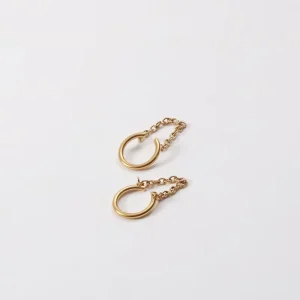 Fenny 18K Gold plated Non Tarnish Elegant Fashion Chain Tassel Dangle Cuff Stainless Steel Earring for Women