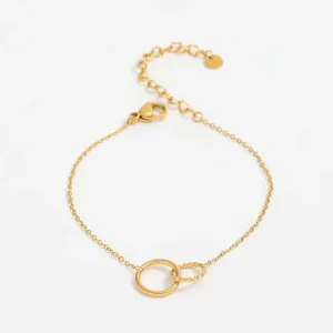 Fenny Cubic Fashion Twist Two Circle Bracelet Tarnish Free Trendy for Women Jewelry Stainless Steel Jewelry