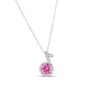 Fine 925 Silver Bezel Set Round Cut 1ct VVS Colored Moissanite Jewelry New Trendy Fashion Layer Musical Note Necklace for Women