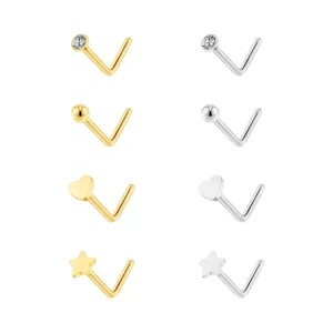 Fine Body Jewelry Gold Nose Ring Pin ASTM F136 Titanium Hypoallergenic Hollow Nose Stud for Wedding Engagement Party