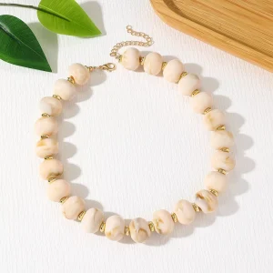 Fine Chains Necklaces Stainless Steel 18K Gold Plated Beads Necklace Geometric Acrylic Resin Chain Necklace Jewelry