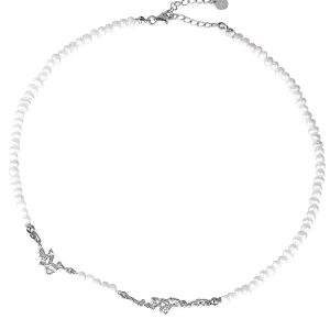 Fine Collar Pearl Necklace for Women 925 Sterling Silver Fashion Chains Floral Necklaces Designer Custom Jewelry
