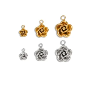 Fine Fashion Jewelry Accessories Gold Stainless Steel Delicate Rose Flower Pendant Charms Necklace Accessories Women