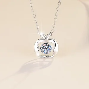 Fine Fashion Jewelry Classic 0.5ct VVs1 Moissanite S925 Sterling Silver apple Pendant Necklace Ladies Women’s Jewelry
