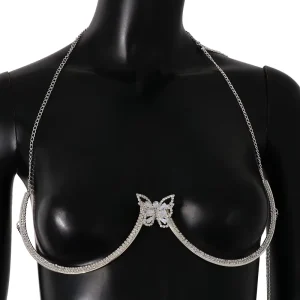 Fine Fashion Jewelry Heart Breast Rhinestone Bikini Crystal Body Chain Nipple Milk Straps Sexy Body Bra Jewelry for Women