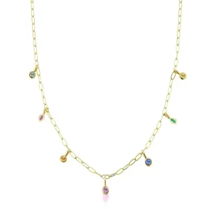 Fine Fashion S925 Sterling Sliver Jewelry Chain Necklaces Gold Plated Zircon Choker Necklace