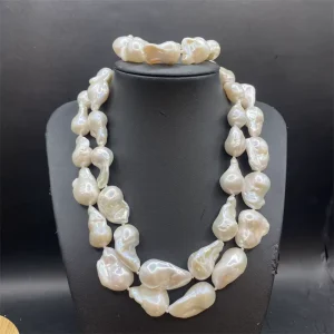 Fine Jewelry 14-15mm Baroque Freshwater Pearl Necklace High Gloss Strand Chain for Women for Weddings Anniversary Gifts