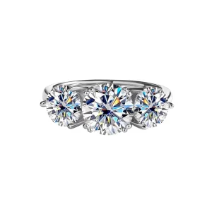 Fine Jewelry 925 Pure Silver Moissanite Ring for Women Classic Round Cut Moissanite Engagement Wedding Ring