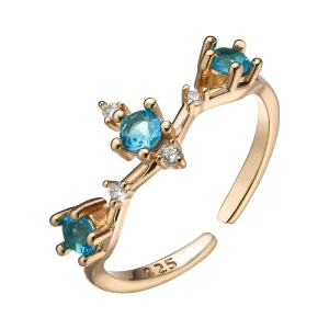 Fine Jewelry 925 Sterling Silver Open Ring with Crystal Elegant Fashion Ring Custom Jewelry