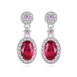 Fine Jewelry 925 Sterling Silver Oval Shape Gemstone Women Fashion Diamond Stud Earrings