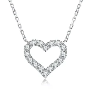 Fine Jewelry 925 Sterling Silver Women Fashion Peach Heart Pendant Choker Chain Necklace for Gifts