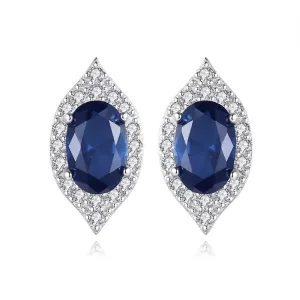 Fine Jewelry 925 Sterling Silver Women Fashion Simple Gemstone Diamond Stud Earrings