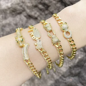 Fine Jewelry Bracelet Gold Plated Accessories Women Cuban Link Chain Bracelets Bangles