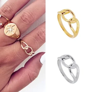 Fine Jewelry Fashion Rings for Women 18k Gold Plated Brass Knot Interlocking Minimalist Vintage Closed Ring Party Gift